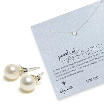 Dogeared 祈願系列 白珍珠銀項鍊&白珍珠銀耳環 母親節限量特惠套組