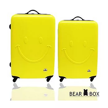 BearBox ☆莎莎代言☆ 一見你就笑♫ ABS輕硬殼微笑行李箱旅行箱兩件組(28+24吋)微笑黃