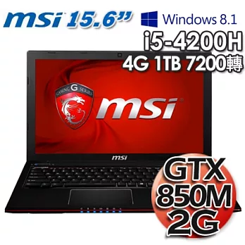 微星MSI GE60 2PC i5-4200H GTX850 2G獨顯 15.6吋Win8.1遊戲機筆電(GE60 2PC-BB542H4G1T0S81M )