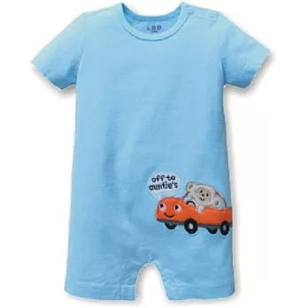 多款夏日男款肩扣刺繡平角哈 連身衣 平腳衣 平角衣 爬服 哈衣(藍色小猴車)6M藍色小猴車