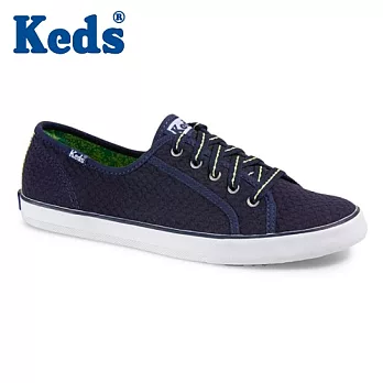 【KEDS】緹花帆布鞋(WF46464)5深海藍