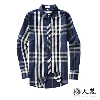 【男人幫 】S5181＊早春熱銷韓版【百搭格紋造型襯衫】韓式時尚作風‧可反折藍色 M號