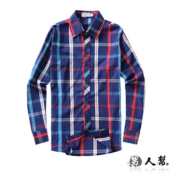 【男人幫 】S5182＊早春熱銷韓版【百搭格紋造型襯衫】韓式時尚作風‧可反折寶藍色 M號