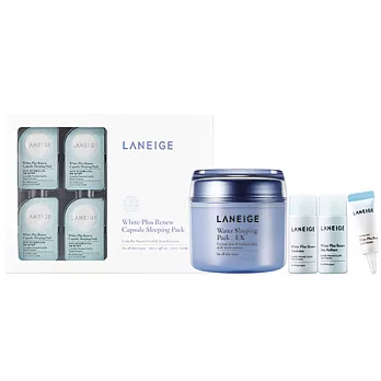 【UH】LANEIGE蘭芝 - 雪白保濕天后組(睡美人香氛水凝膜+白雪公主晚安膠囊+鑽采淨白醒肌露+鑽采淨白導入液+鑽采淨白賦活眼霜)