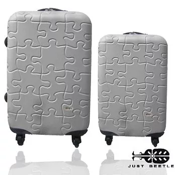 JUSTBEETLE拼圖系列☆莎莎代言☆ABS輕硬殼旅行箱行李箱拉桿箱登機箱兩件組(28+20吋)28吋銀色