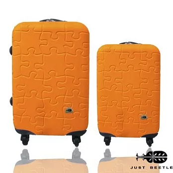 JUSTBEETLE拼圖系列☆莎莎代言☆ABS輕硬殼旅行箱行李箱拉桿箱登機箱兩件組(28+20吋)28吋橘色