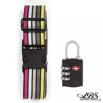 ABS愛貝斯 台灣製旅行箱束帶及TSA海關鎖旅遊安全配件組 (99-018R束帶A6)