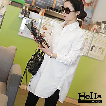 襯衫 純棉寬鬆百搭蝙蝠袖長版襯衫-HeHa -FREE*