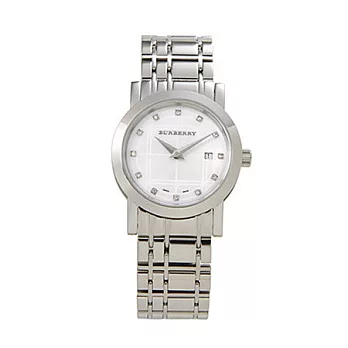 【BURBERRY 】英國倫敦精品-白色貝母鑲鑽石英女表 BU1370