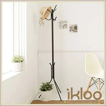 【ikloo】時尚衣帽架經典黑