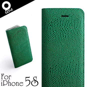 Gaze Green Lizard iPhone5/5S蜥蜴壓紋手工真皮保護套(綠)