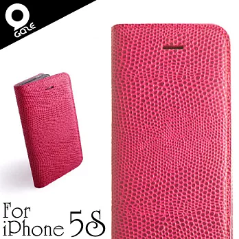 Gaze Pink Lizard iPhone5/5S蜥蜴壓紋手工真皮保護套(粉)