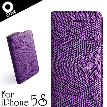 Gaze Purple Lizard iPhone5/5S蜥蜴壓紋手工真皮保護套(紫)
