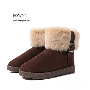 EOWYN.韓系簡約皮帶釦環造型低跟短靴/棕色38/EX1585-326(現貨)38棕色38