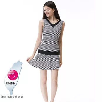 【Bich Loan】夏燕大女三件式泳裝附泳帽加贈白人旅遊組13006501-網M黑白條紋