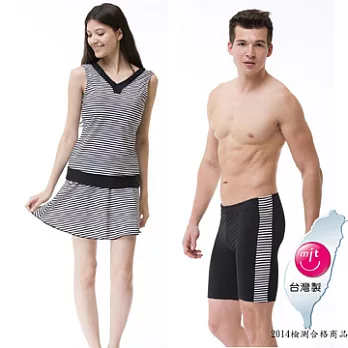 【Bich Loan】情侶泳裝附泳帽加碼贈輕巧杯*1個13006501+13000802M黑白條紋