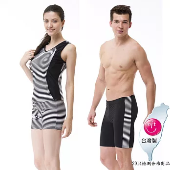 【Bich Loan】情侶泳裝附泳帽加碼贈輕巧杯*1個13007201+13000802M黑白條紋