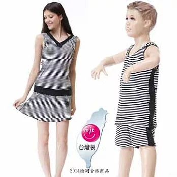 【Bich Loan】母子泳裝附泳帽加碼贈輕巧杯*1個13006501+13002001M黑白條紋