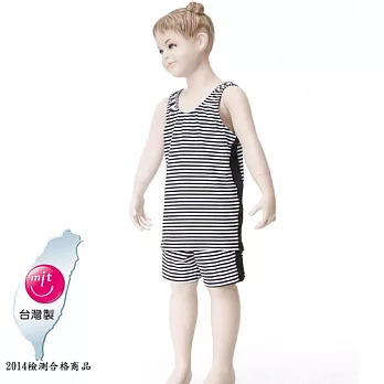 【Bich Loan】夏浪女童泳裝附泳帽加贈刷樂杯13002001M黑白條紋