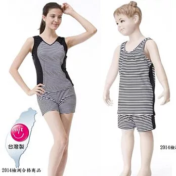 【Bich Loan】母女泳裝附泳帽加碼贈輕巧杯*1個13007201+13002001M黑白條紋