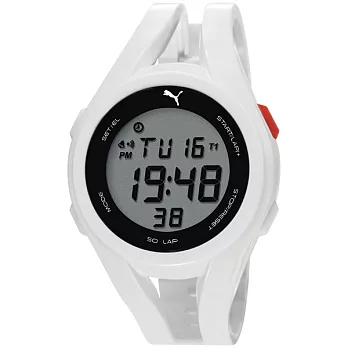 PUMA 輕體態運動電子腕錶-白