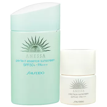 SHISEIDO資生堂 安耐曬 粉藍防曬水精華(60ml)送臉部溫和防曬露(12ml)2015.02