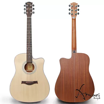 【限時下殺】Amari 41吋單板雲杉木 缺角 民謠吉他 加贈 重力自鎖式 吉他架