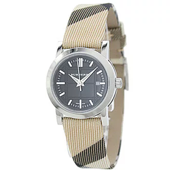 【BURBERRY】英國倫敦精品-新潮格紋皮帶女表 BU1773