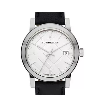 【BURBERRY】英國倫敦精品-色小牛皮錶帶優雅格紋女仕手錶 BU9106