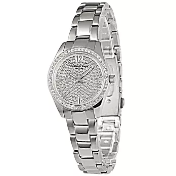 Kenneth Cole 璀璨時刻晶鑽不鏽鋼時尚腕錶-銀/27mm銀
