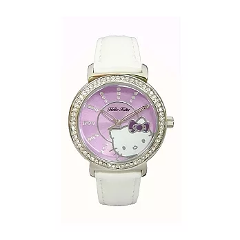 Hello Kitty 大海中的瑰寶時尚個性俏麗晶鑽腕錶-紫面-LK628LWVI-S