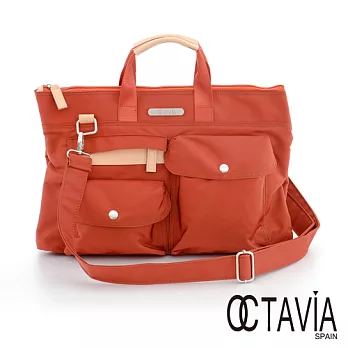 OCTAVIA 8 真皮 - EASY系列 法國味公事包 多功能11吋肩背二用筆電手提包 - 泥紅桔 泥紅桔
