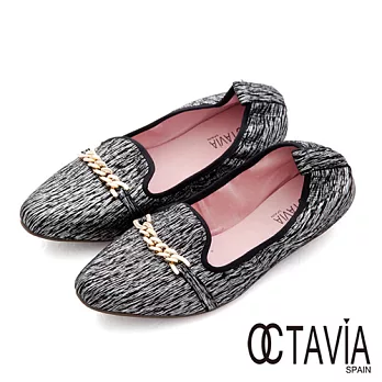 【OCTAVIA】拉法葉 鍊條時尚尖楦淑女平底鬆緊樂福鞋 - 銀灰37銀灰