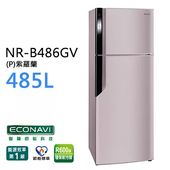 Panasonic NR-B486GV 國際牌 485L ECO NAVI雙門變頻冰箱（燦銀灰 / 紫羅蘭）*台灣製紫羅蘭