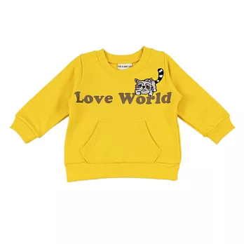 【愛的世界】LOVEWORLD小浣熊系列羅紋領長袖上衣-台灣製-80芥黃色