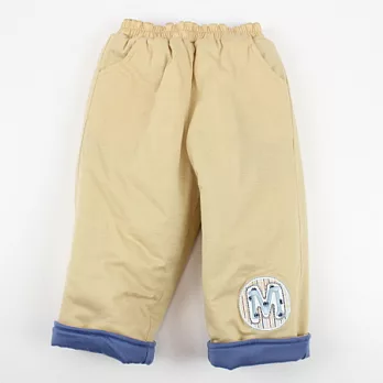 【愛的世界】MYBABY小熊兄弟系列兩面穿純棉舖棉長褲-台灣製-105卡其色