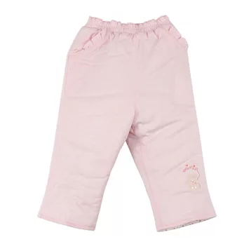 【愛的世界】MYBABY小白兔系列兩面穿純棉舖棉長褲-台灣製-80淺粉紅色