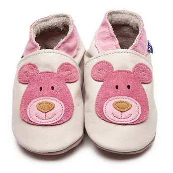 英國製Inch Blue，真皮手工學步鞋禮盒，Bear-Cream/Pink(6~12M)