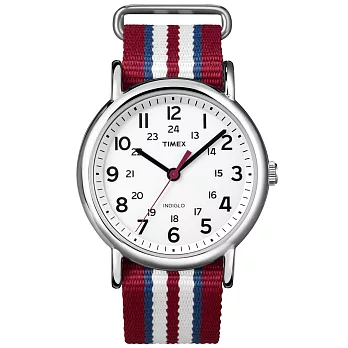 【TIMEX 】天美時經典復刻冷光Weekender系列 (白/紅藍白T2N746)