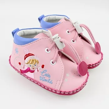 愛的世界LW溜冰小女童寶寶鞋(高筒)/學步鞋-台灣製-13.5粉紅色