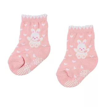 愛的世界小兔與雲止滑透氣毛巾底襪-台灣製-7粉紅色