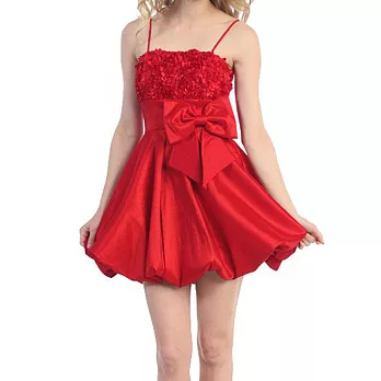 【摩達客】美國進口Landmark平口蝴蝶結泡泡裙紅色派對小禮服/洋裝(含禮盒)XL