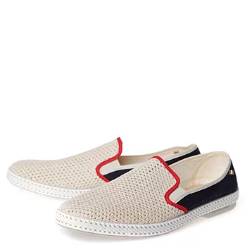 【G.T Company】Rivieras 20° 9225 西班牙品牌編織洞洞麂皮懶人鞋中性款42前米色後深藍色