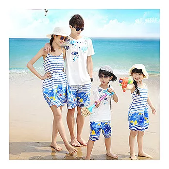 陽光海灘套洋裝親子裝(男孩)90藍色