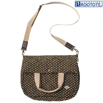 ROOTOTE菱格紋撲綿兩用斜背包-咖啡底圓點點(236301)