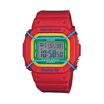 BABY-G 復古時尚風潮輕巧造型運動腕錶-紅x綠 x 藍-BGD-501-4B