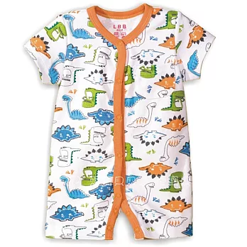 男前扣哈衣 短袖 連身衣 平腳衣 平角衣 爬服 哈衣18M橘色恐龍