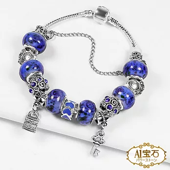 【A1寶石】潘朵拉元素日本頂級時尚-海水藍七脈輪星座琉璃手鍊(含開光加持)