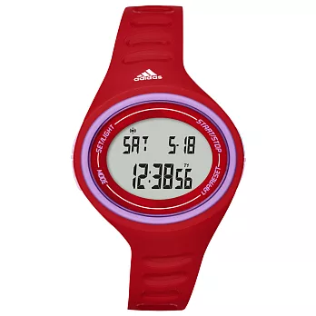 adidas 橢圓百搭數位電子腕錶-紫框紅x小