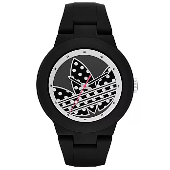 adidas 翻轉世界三葉休閒腕錶-點點x黑